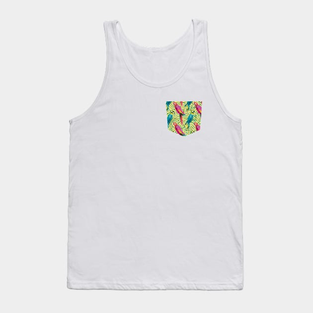 Pocket- watercolor tropical palms parrots Tank Top by ninoladesign